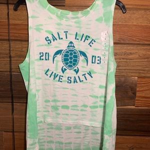 Teal tie dye salt life tank top